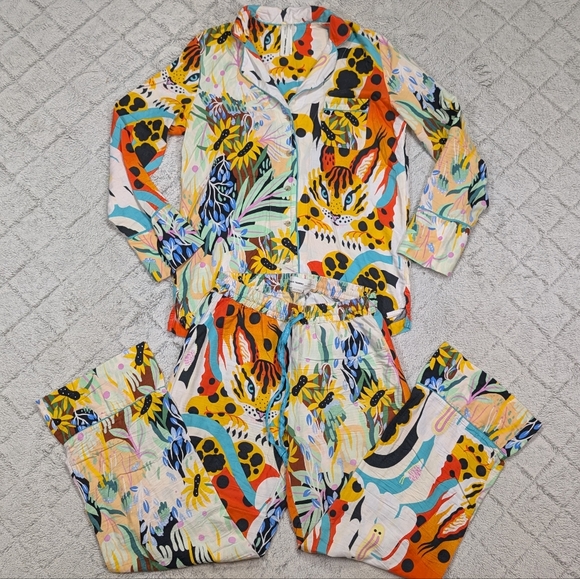 Anthropologie Other - Marcus Navarro Anthropologie Pajamas Womens S Jungle Safari Tropical Sleep Set